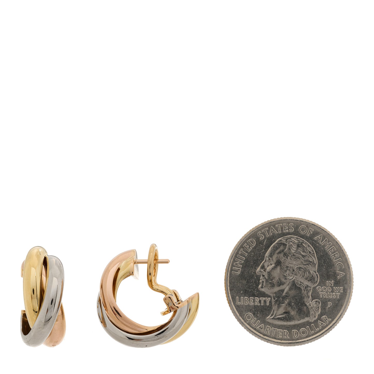 18K Pink Yellow White Gold Small Trinity Earrings
