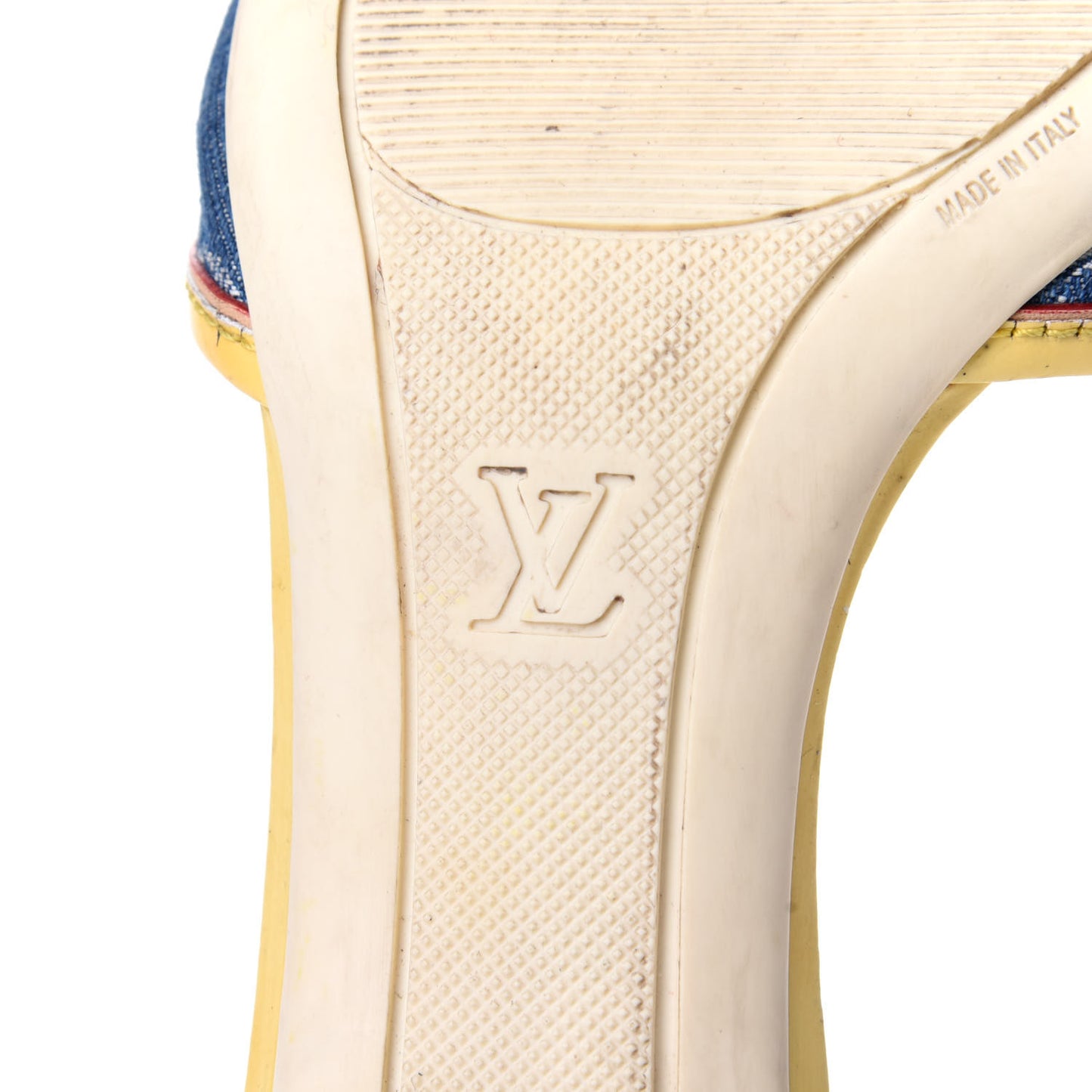 Denim Monogram Mules Peep Toe Heels 36.5