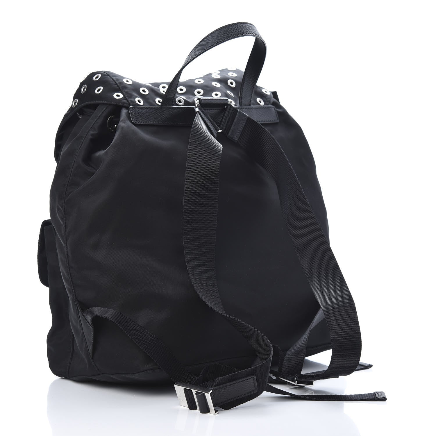 Prada Tessuto Nylon Grommet Backpack Black 2 of 10