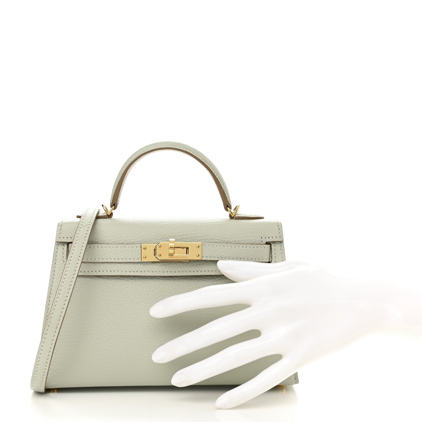 Chevre Mysore Horseshoe Mini Kelly Sellier 20 Gris Perle Anemone