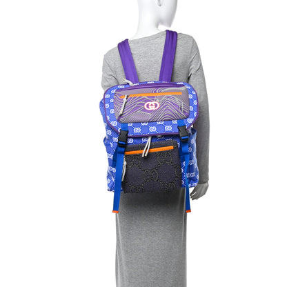 Gucci Jersey GG Monogram All Over Pan Sport Double Buckle Backpack  Blue Multicolor 2 of 10