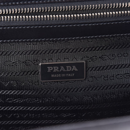 Prada Tessuto Nylon Calfskin Frame Satchel Black 6 of 9