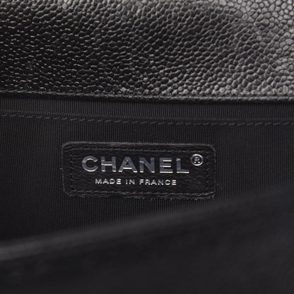 Chanel Caviar Chevron Quilted Medium Boy Flap Black 6 of 13
