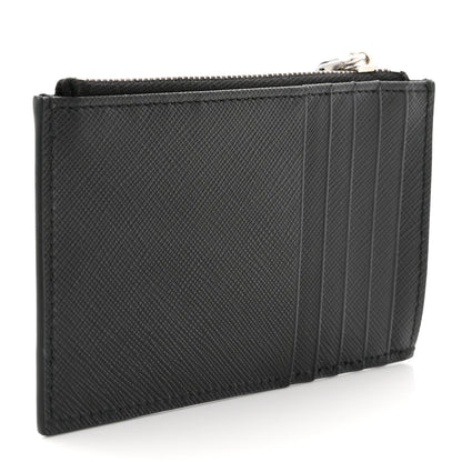 Prada Saffiano Triangle Zip Card Case Black 3 of 6