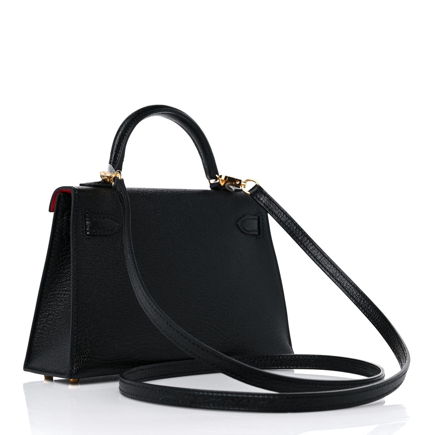 Chevre Mysore Horseshoe Mini Kelly Sellier 20 Black Rouge De Coeur