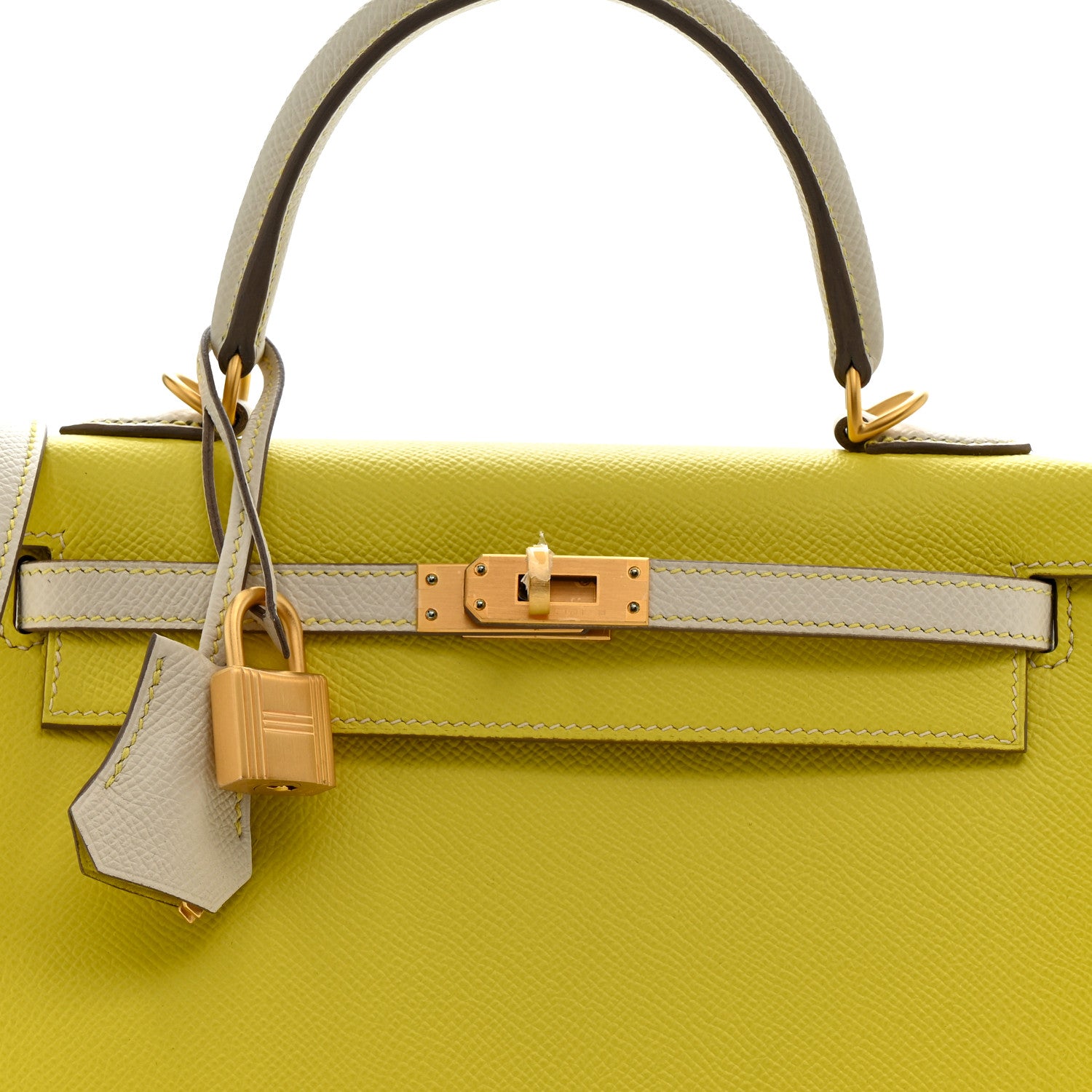 Hermes Epsom Bi-Color Horseshoe Sellier 25 Lime Craie 8 of 12