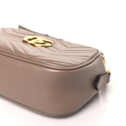 Gucci Calfskin Matelasse Small GG Marmont Chain Shoulder Bag Taupe 10 of 11