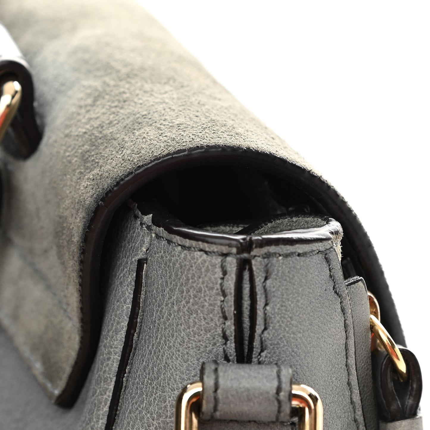 Suede Calfskin Small Faye Backpack Washed Blue