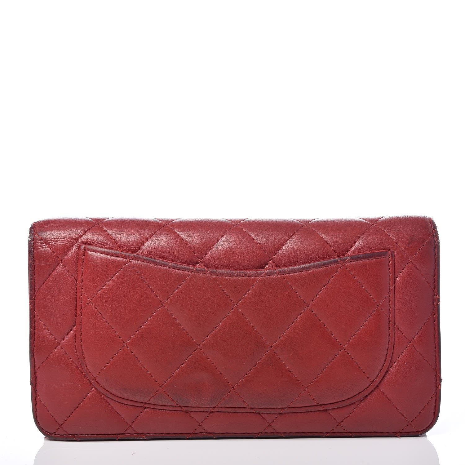 Chanel Lambskin Quilted Yen Wallet Red 9 of 17