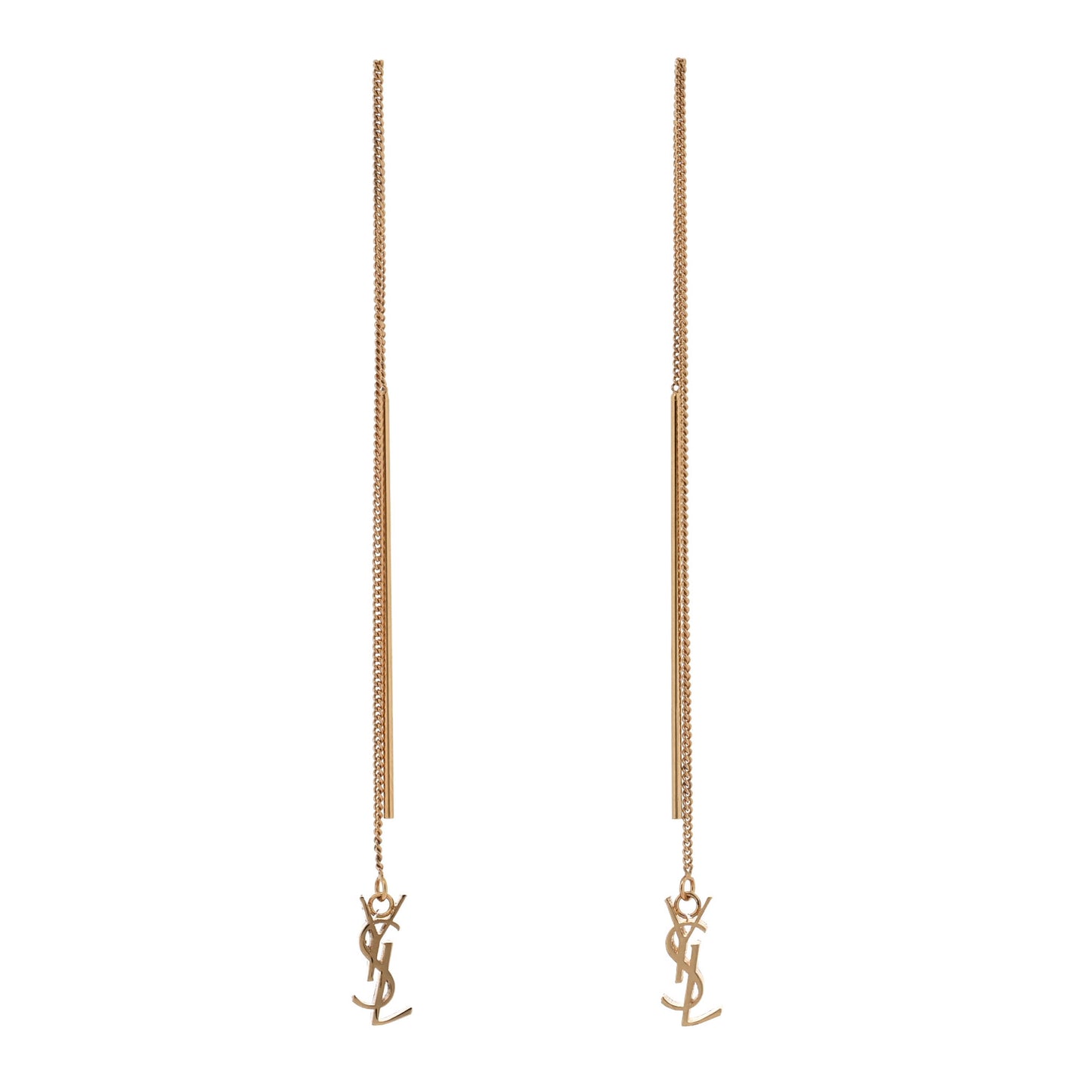 Metal Monogram Pendant Threader Earrings Gold
