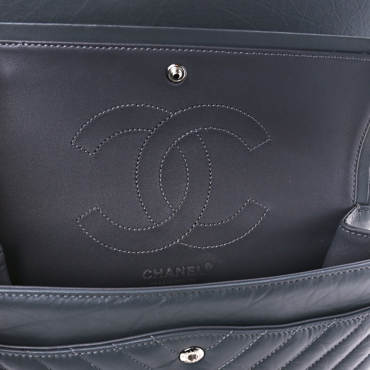 Chanel Aged Calfskin Chevron Quilted 2.55 Reissue 225 Flap Dark Grey 6 of 12