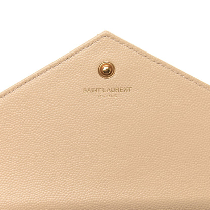 Saint Laurent Grain De Poudre Matelasse Chevron Monogram Chain Wallet Nude Powder 6 of 9