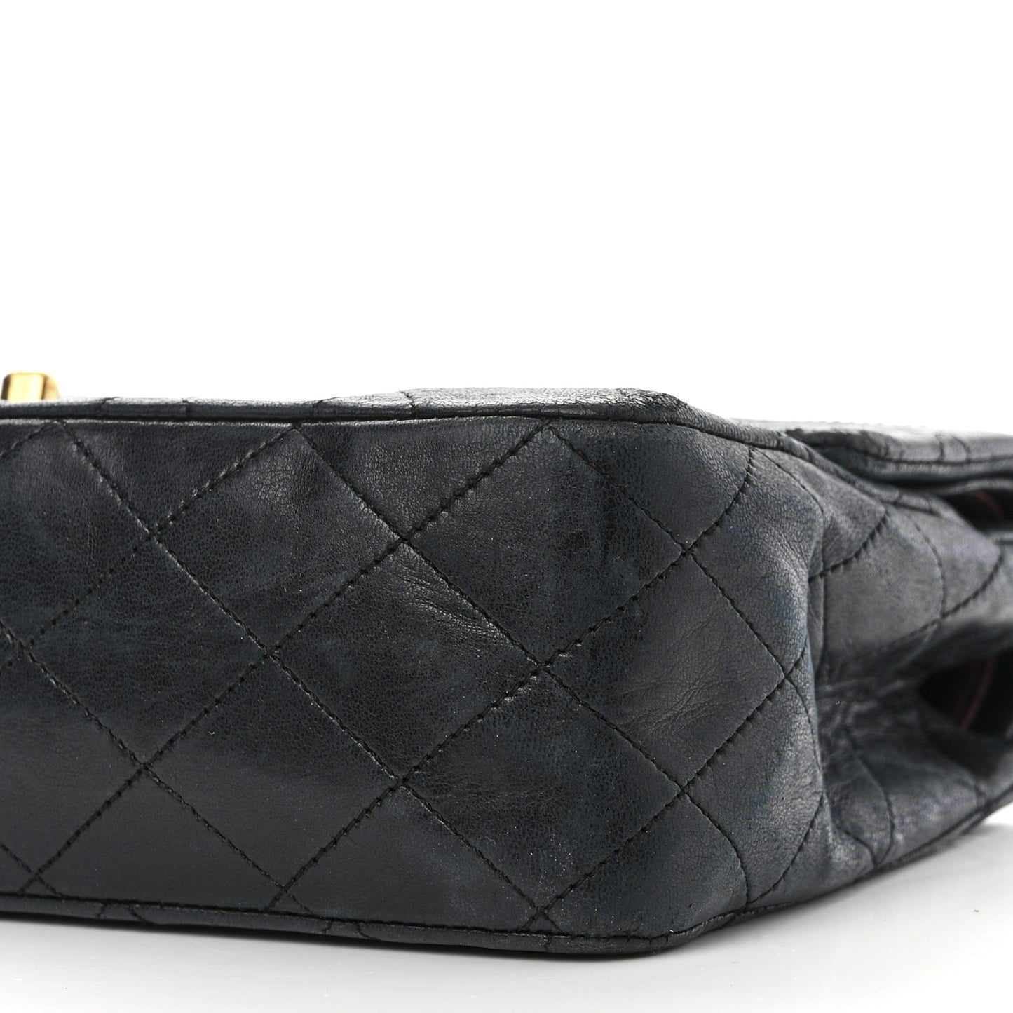 Lambskin Quilted Medium Double Flap Navy