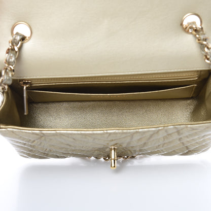 Chanel Patent Metallic Crumpled Calfskin Chevron Quilted Mini Rectangular Flap Gold 5 of 11