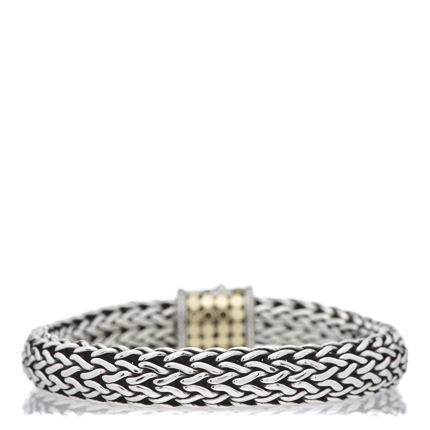 John Hardy Sterling Silver 18K Yellow Gold 10.5mm Classic Chain Dot Bracelet 3 of 4