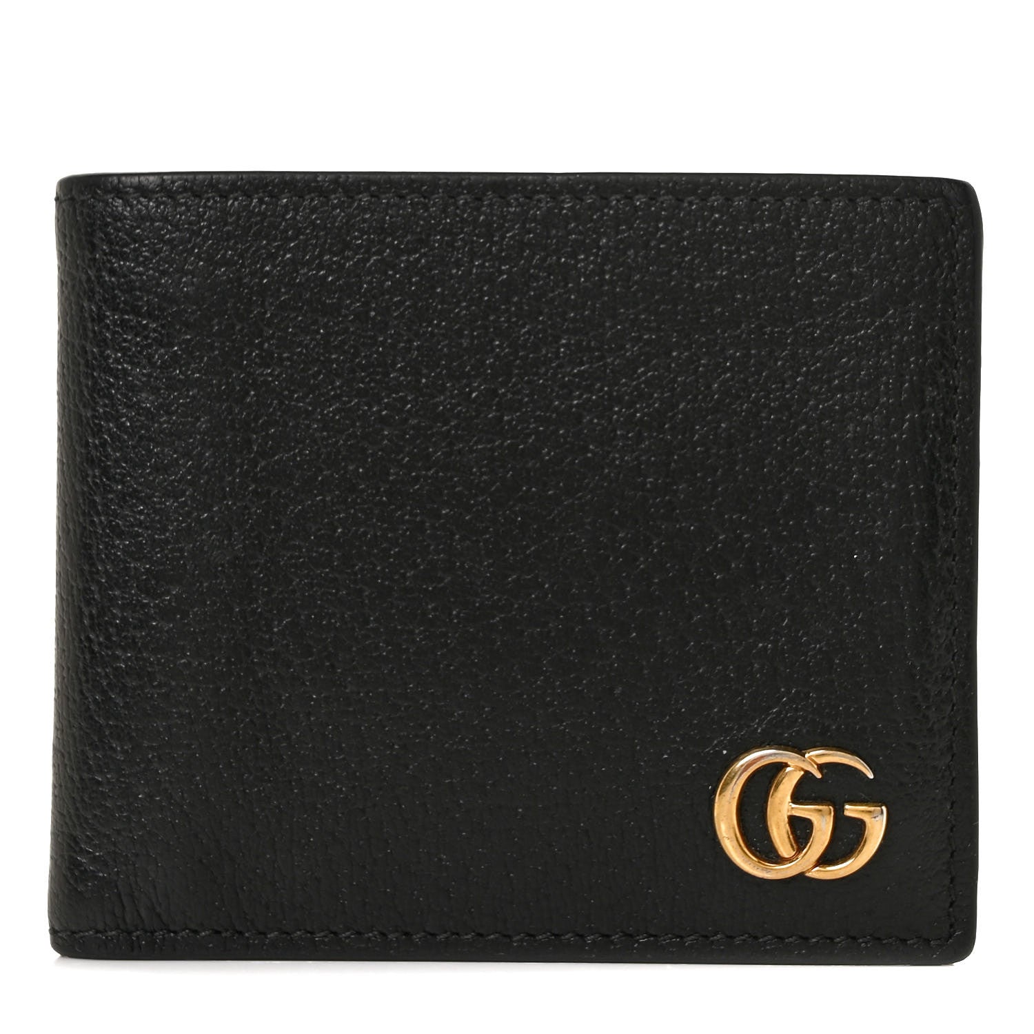 Gucci Calfskin Boar Effect GG Marmont Bi-Fold Wallet Black 1 of 8