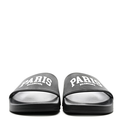 Balenciaga Rubber Paris Logo Womens Slide Sandals 39 Black 2 of 8