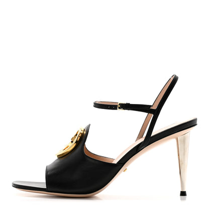 Gucci Malaga Kid Blondie 85mm Slingback Sandals 39 Black 1 of 10