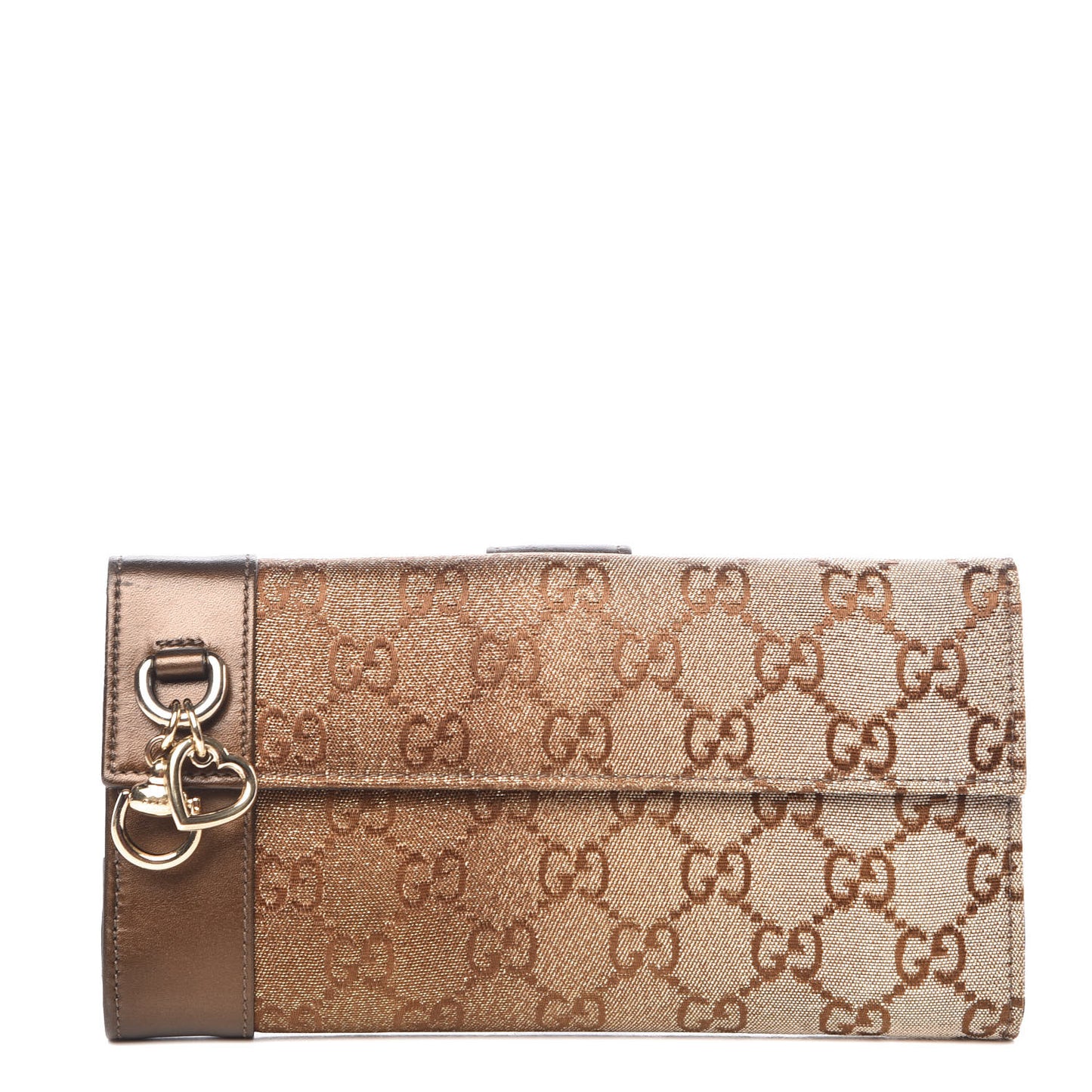 Metallic Monogram Continental Wallet Brown