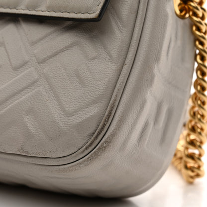 Fendi Nappa Small FF Embossed Midi Chain Baguette Ghiaia 12 of 12