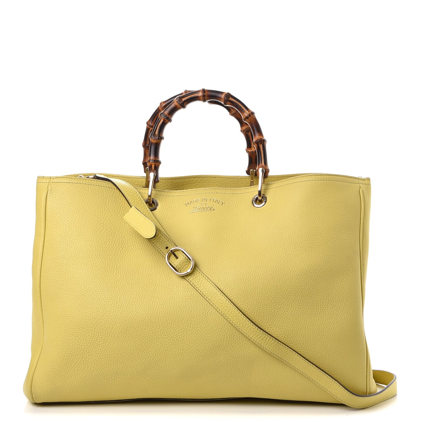 Calfskin Large Bamboo Shopper Tote Citrus