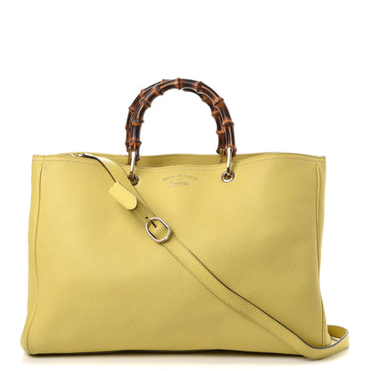 Gucci Calfskin Large Bamboo Shopper Tote Citrus 1 of 8