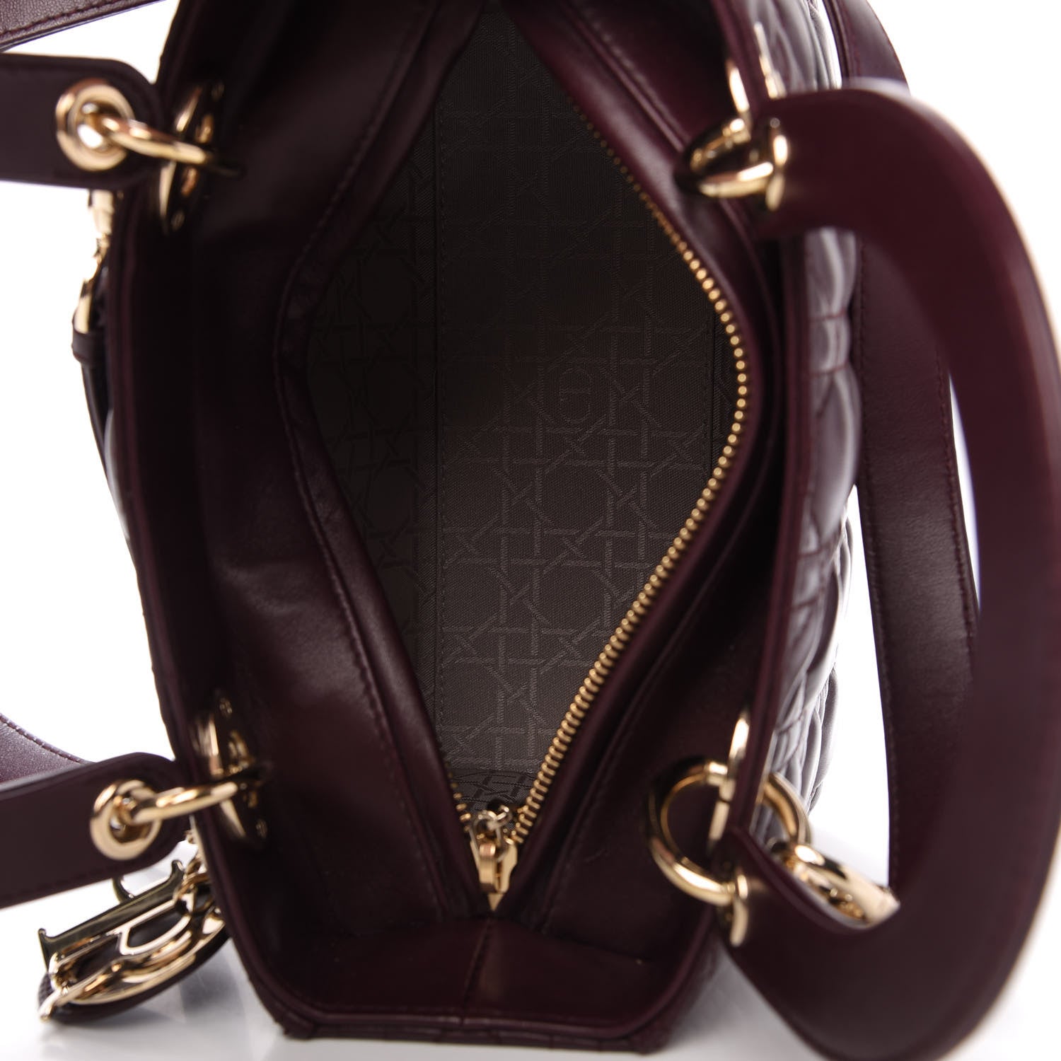 Christian Dior Lambskin Cannage Medium Lady Dior Burgundy 5 of 10
