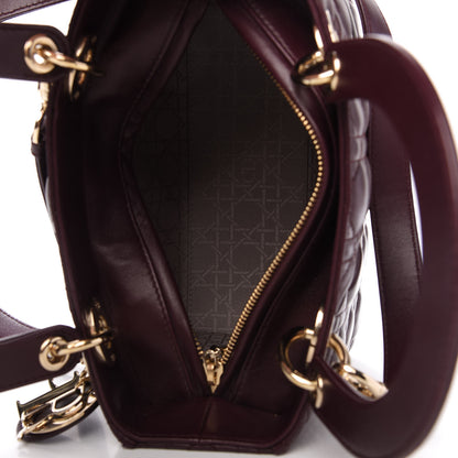 Christian Dior Lambskin Cannage Medium Lady Dior Burgundy 5 of 10