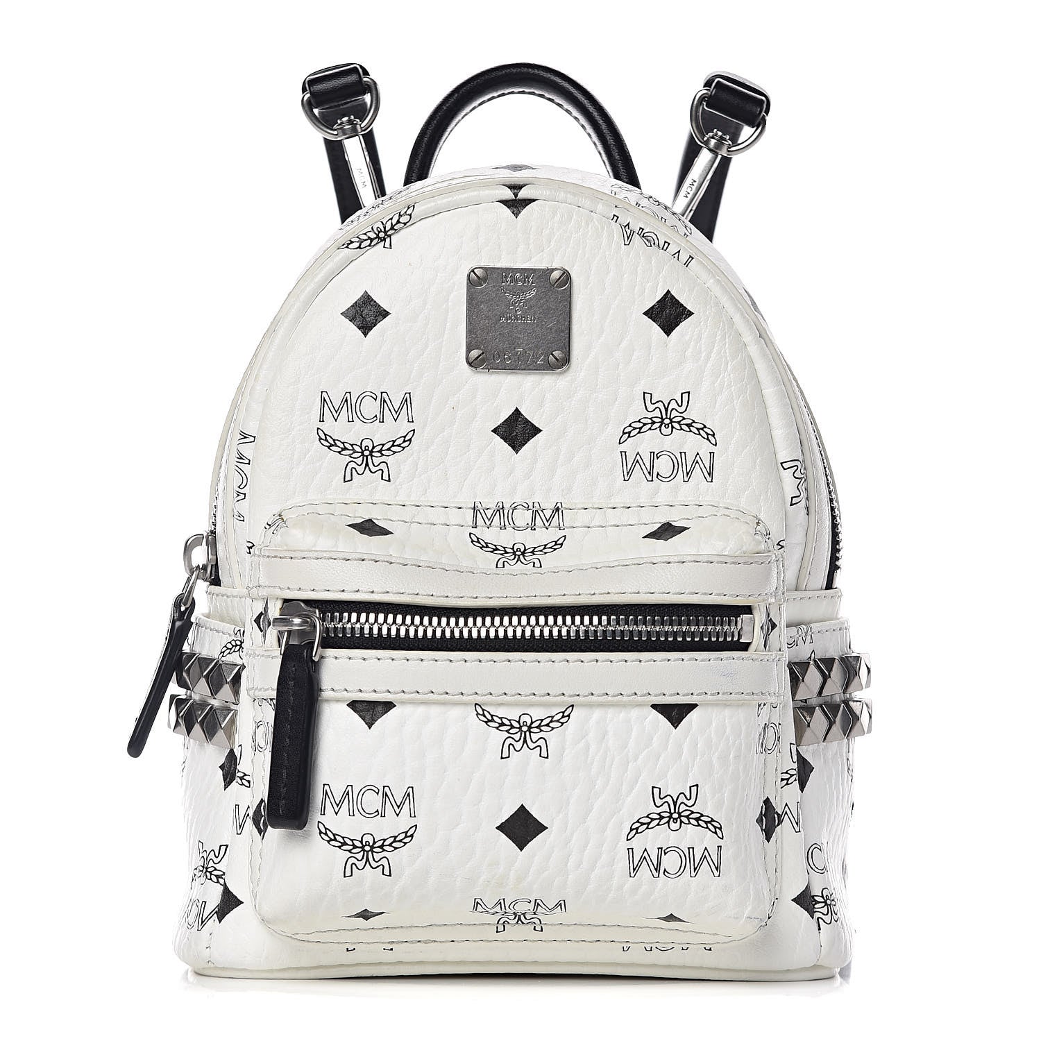 MCM Visetos Studded X-Mini Bebe Boo Backpack White 1 of 10