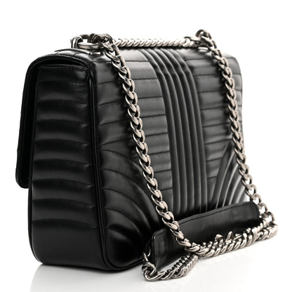Prada Soft Calfskin Impunture Diagramme Large Chain Flap Shoulder Bag Black 3 of 12