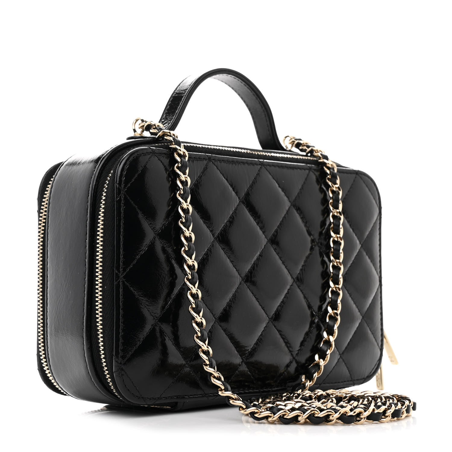 Chanel Shiny Lambskin Quilted CC Vanity Case Black 3 of 11