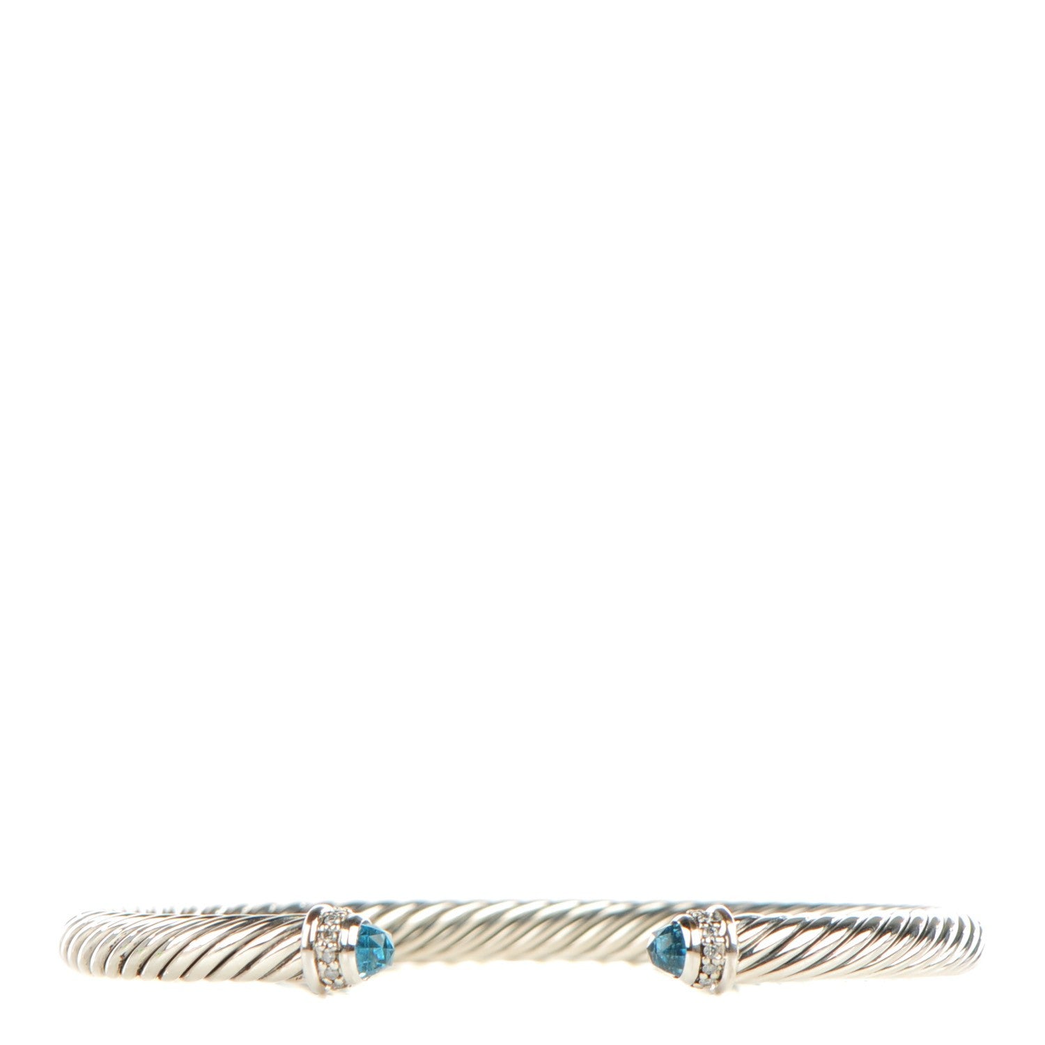 David Yurman Sterling Silver Diamond Blue Topaz 5mm Cable Classics Bracelet 1 of 6