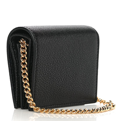Gucci Grainy Calfskin Zumi Chain Card Case Wallet Black 2 of 8