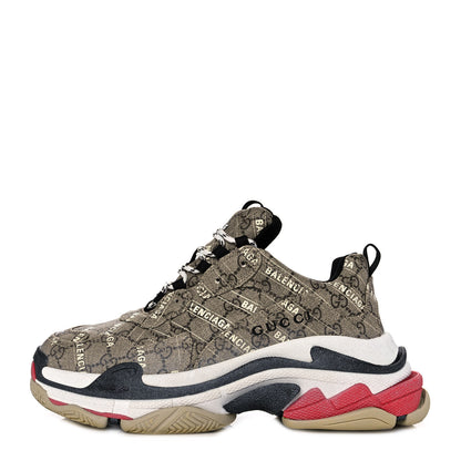Balenciaga X GUCCI GG Supreme Monogram Allover Logo Mens Triple S Sneakers 43 Beige Ebony Mystic White 1 of 8