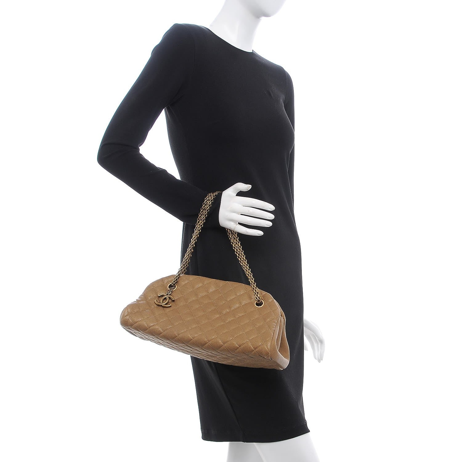 Chanel Metallic Calfskin Quilted Medium Just Mademoiselle Gold 2 of 7