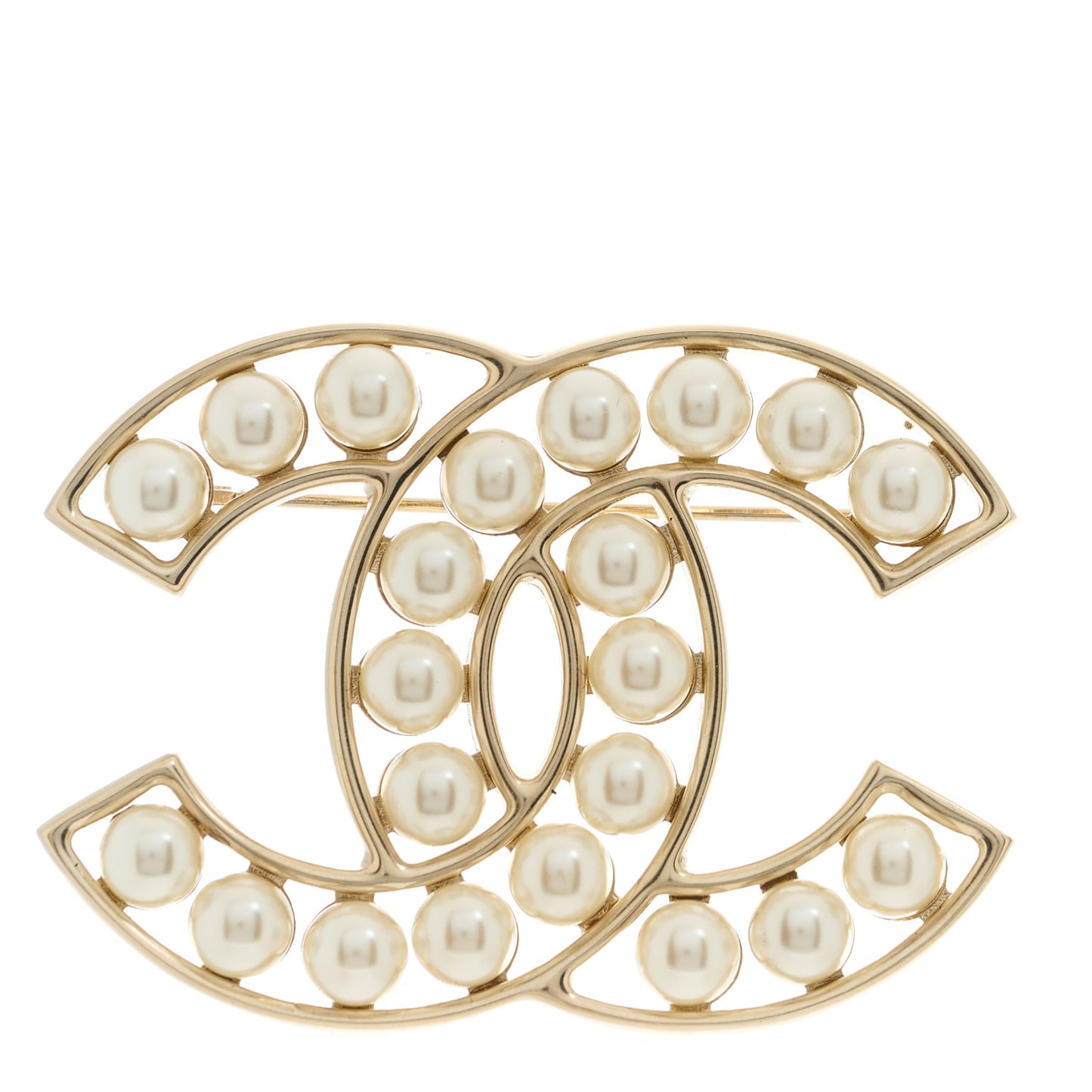 Pearl CC Brooch Light Gold