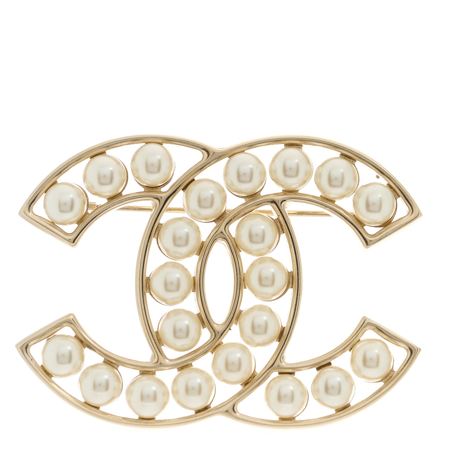 Chanel Pearl CC Brooch Light Gold 1 of 4