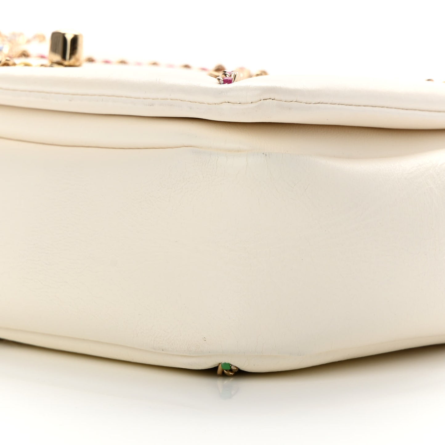 Lambskin Small Entwined Chain Flap White Multicolor