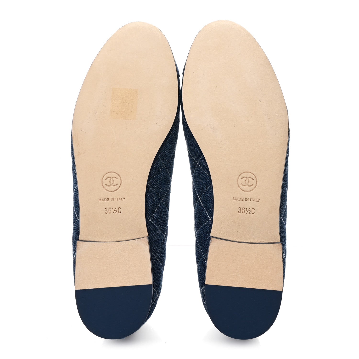 Chanel Washed Denim Quilted Cap Toe CC Ballerina Flats 36.5 Blue 6 of 10