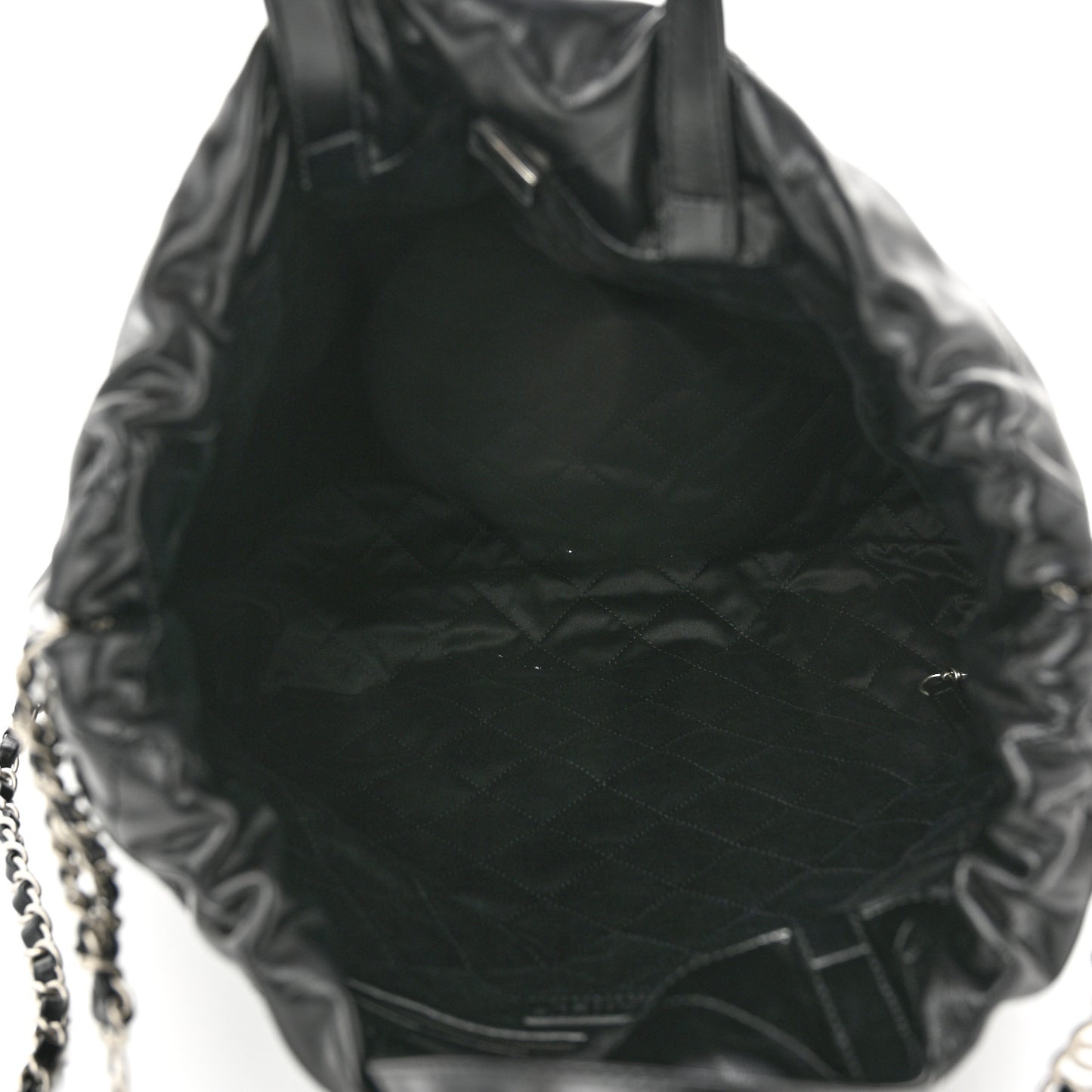 Shiny Calfskin Quilted Chanel 22 Backpack Black