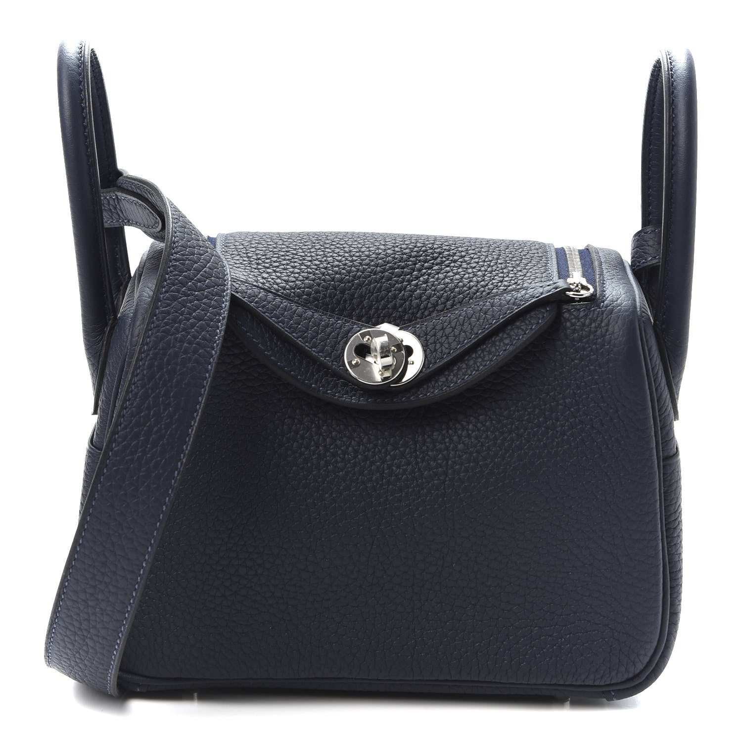 Hermes Taurillon Clemence Mini Lindy 20 Bleu Nuit 1 of 9
