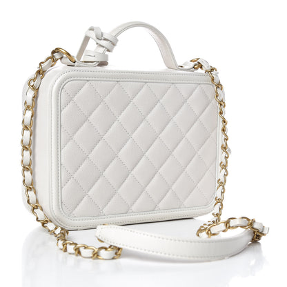 Chanel Caviar Quilted Medium CC Filigree Vanity Case White 3 of 8