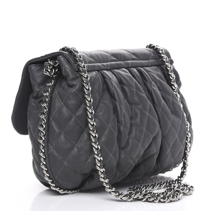 Chanel Crumpled Lambskin Quilted Medium Chain Around Flap Dark Grey 2 of 10