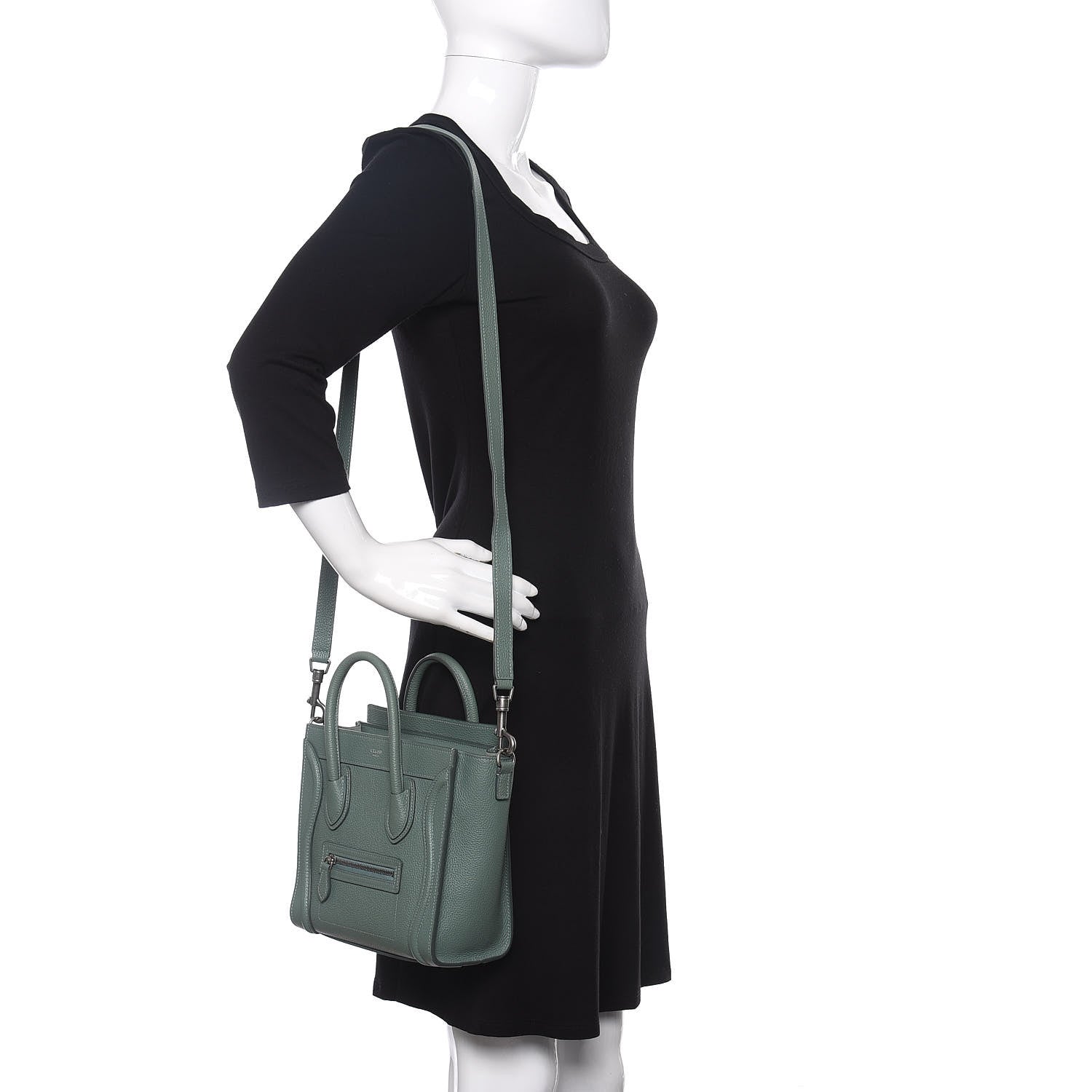 Celine Drummed Calfskin Nano Luggage Celadon 2 of 11
