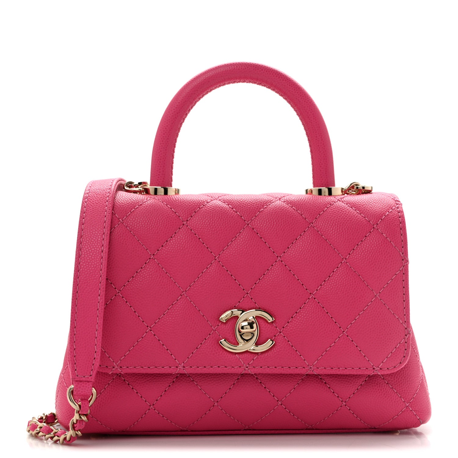 Chanel Caviar Quilted Lizard Embossed Extra Mini Coco Handle Flap