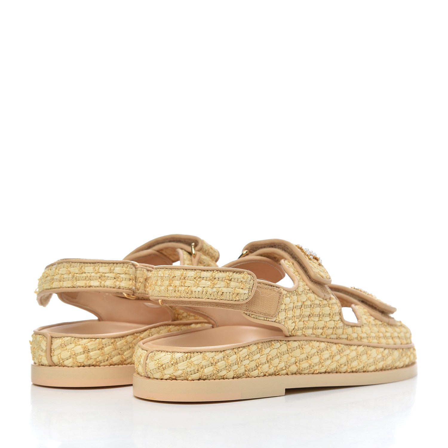 Chanel Braided Fabric Velcro Dad Sandals 38 Beige 4 of 11