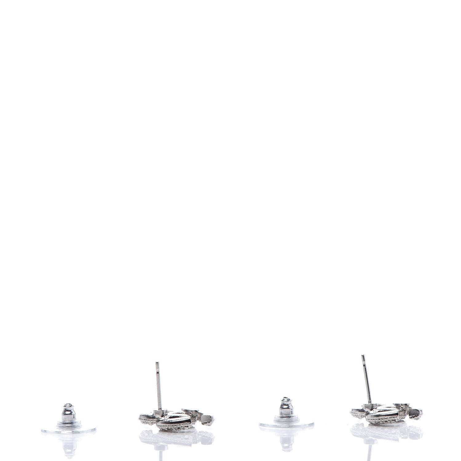 Chanel Crystal CC Earrings Silver 3 of 5