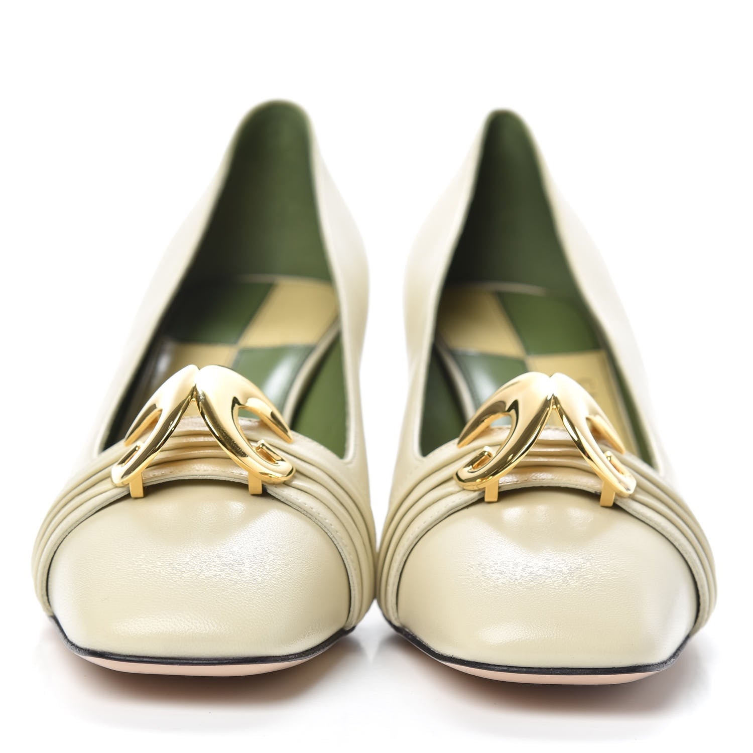 Gucci Malaga Kid Half Moon GG Square Toe Pumps 38.5 Vintage White 2 of 9