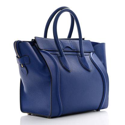 Celine Drummed Calfskin Mini Luggage Indigo 3 of 15