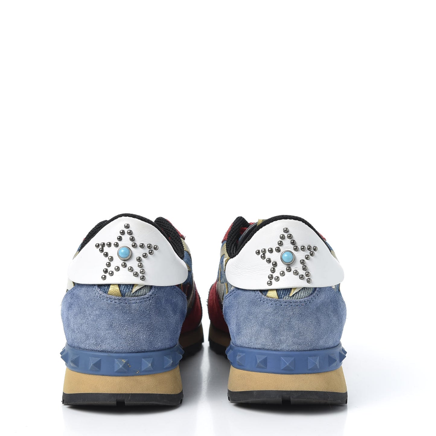Suede Denim Camustars Womens Rockrunner Sneakers 38 Blue Red
